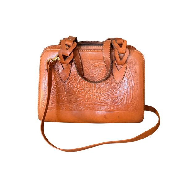 Rugero Handbags - Rugero Handcrafted Tooled Leather Crossbody Bag With Floral & Eagle Design